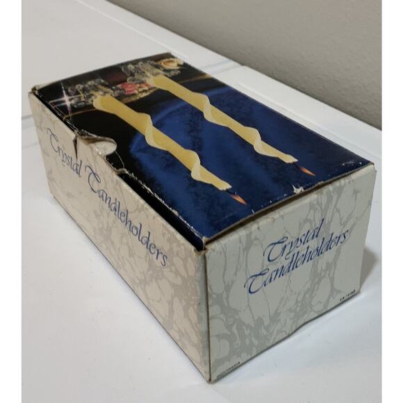 Vtg Clear Heavy Crystal Candleholder Candlestick Holder Taper Flower Shape NOS - Picture 11 of 14